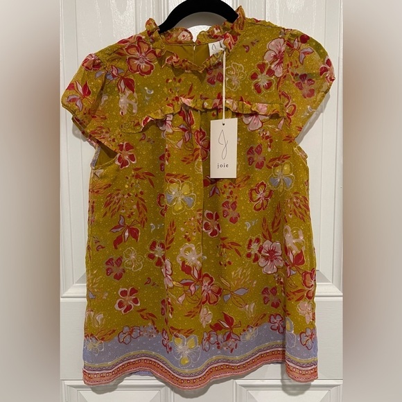 NEW!! Joie Yellow with Pink & Purple Floral Design Blouse in Size Small NWT! ๐ - Picture 4 of 14